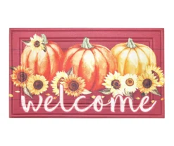 Autumn Air "Welcome" Red Sunflower Crumb Rubber Doormat