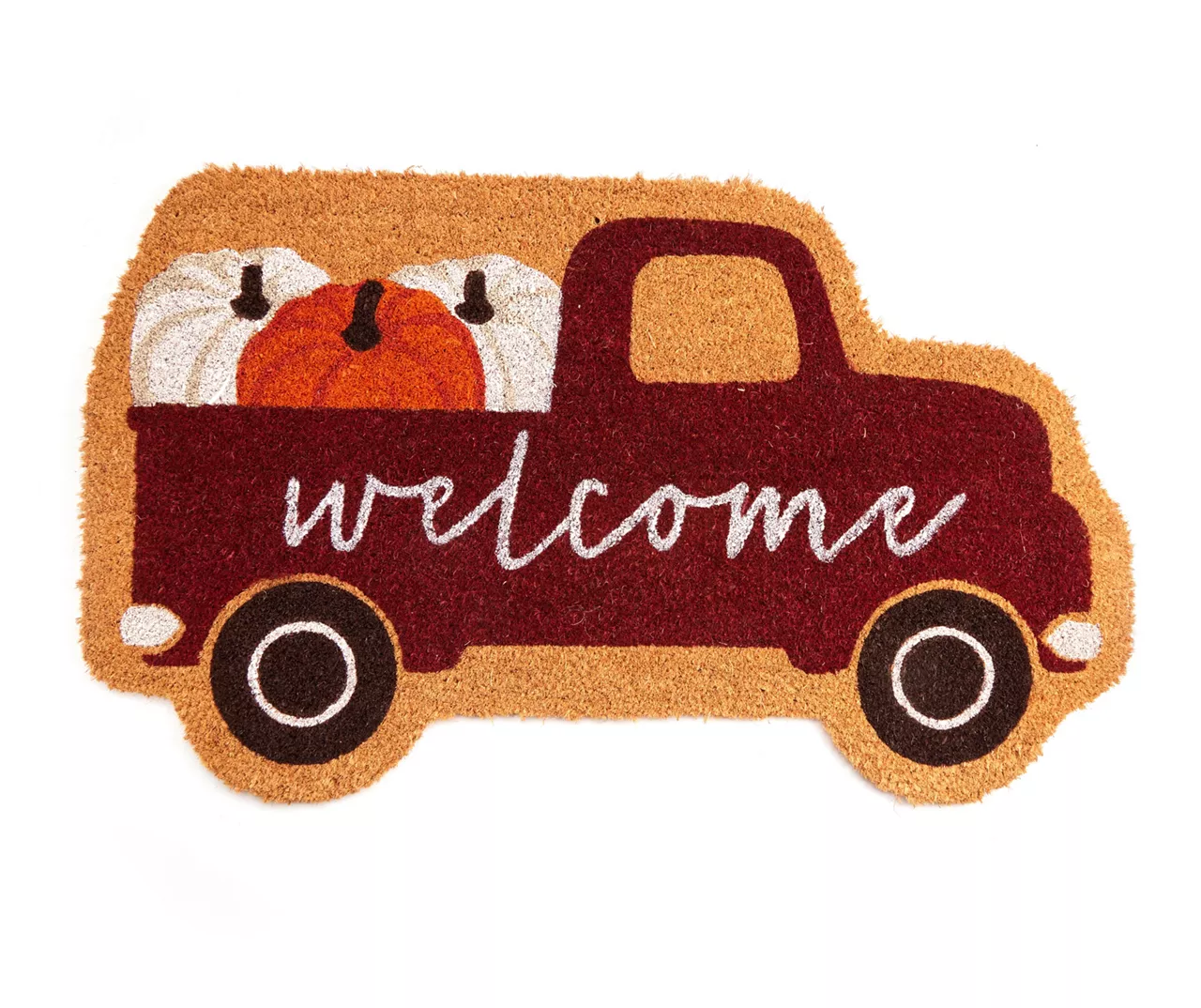Autumn Air "Welcome" Red Pumpkin Truck Shaped Coir Doormat 3 Autumn Air "Welcome" Red Pumpkin Truck Shaped Coir Doormat