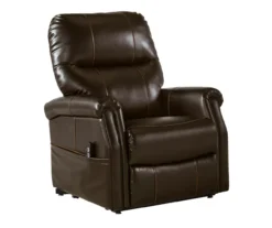 Markridge Chocolate Faux Leather Power Lift Recliner -Chic Furniture Store 810609737
