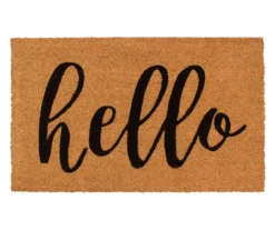 Vendetta "Hello" Black Plaid 2-Piece Layering Accent Rug & Mat Set