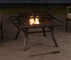 38" Darius Steel Wood Burning Fire Pit With Swing Grill -Chic Furniture Store 810612216 A1 3