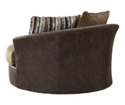 Alesbury Brown Faux Leather Oversize Swivel Accent Chair -Chic Furniture Store 810612255 2