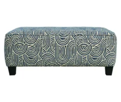 Trendle Blue & Tan Oversize Accent Ottoman -Chic Furniture Store 810612384 2