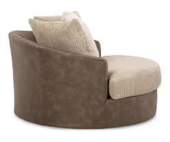 Keskin Brown Faux Leather Oversize Swivel Accent Chair -Chic Furniture Store 810612413 3