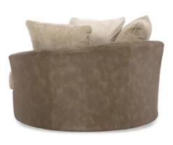 Keskin Brown Faux Leather Oversize Swivel Accent Chair -Chic Furniture Store 810612413 4