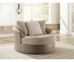 Keskin Brown Faux Leather Oversize Swivel Accent Chair -Chic Furniture Store 810612413 5