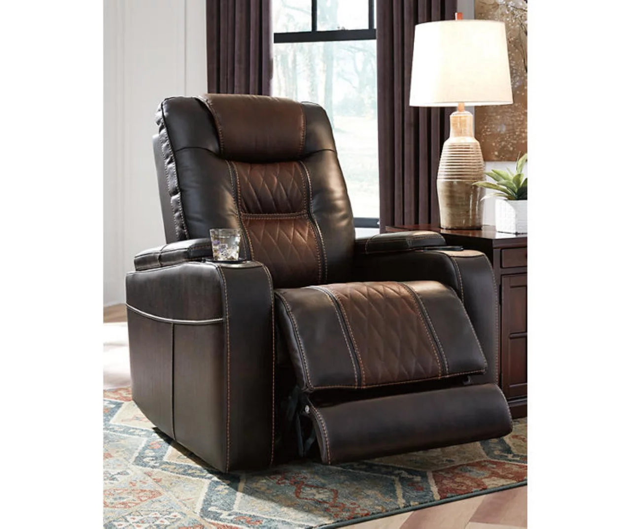 Composer Brown Faux Leather Power Recliner 4 Composer Brown Faux Leather Power Recliner - Image 2
