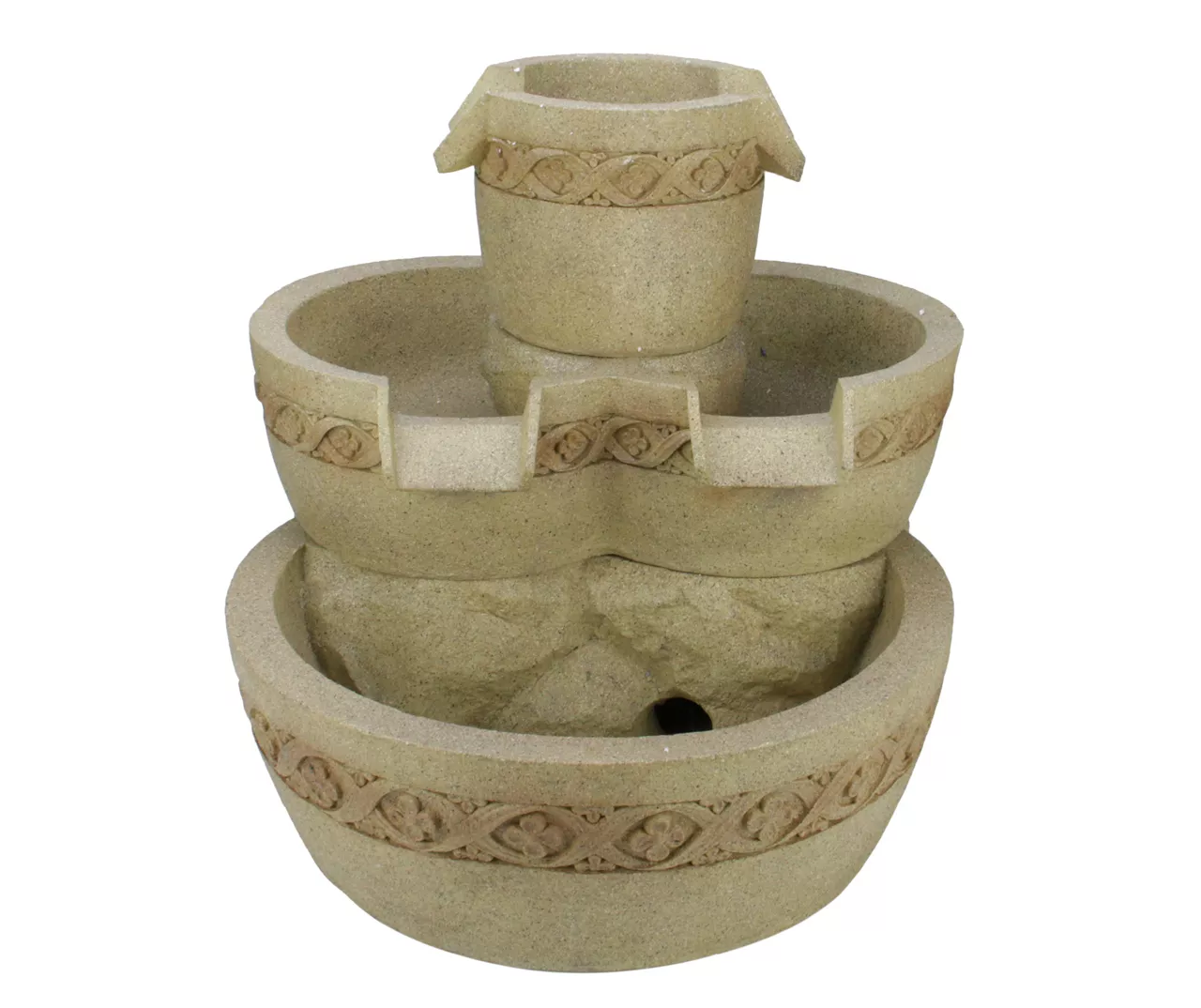 Northlight Sandstone Floral 3-Tier Bowl LED Water Fountain 3 Northlight Sandstone Floral 3-Tier Bowl LED Water Fountain