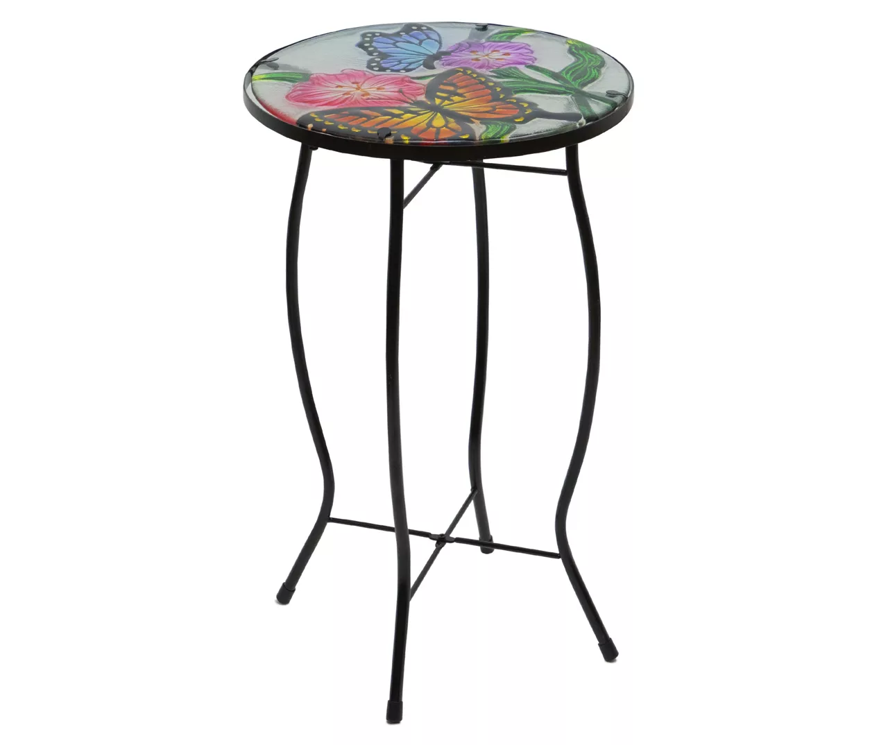 19" Butterfly & Flower Glass Garden Table 4 19" Butterfly & Flower Glass Garden Table - Image 2