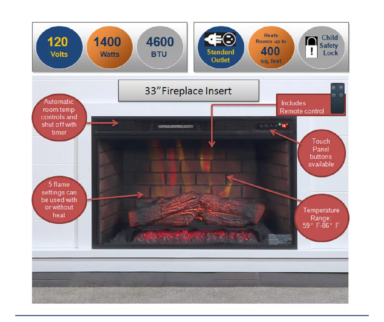 62" White Shiplap Grand Electric Fireplace 9 62" White Shiplap Grand Electric Fireplace - Image 7