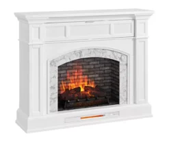 62" White Marble Grand Electric Fireplace Console -Chic Furniture Store 810617766 A0 2