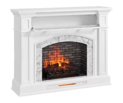 62" White Marble Grand Electric Fireplace Console -Chic Furniture Store 810617766 A0 3
