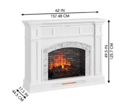 62" White Marble Grand Electric Fireplace Console -Chic Furniture Store 810617766 A6