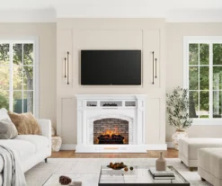 62" White Marble Grand Electric Fireplace Console -Chic Furniture Store 810617766 B0 2