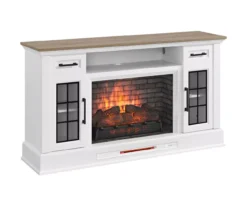 60" White 2-Door Electric Fireplace Console -Chic Furniture Store 810618088 A0 2