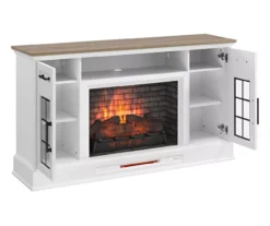 60" White 2-Door Electric Fireplace Console -Chic Furniture Store 810618088 A0 3