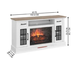 60" White 2-Door Electric Fireplace Console -Chic Furniture Store 810618088 A6