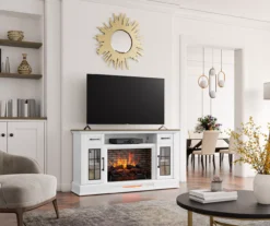 60" White 2-Door Electric Fireplace Console -Chic Furniture Store 810618088 B0 3