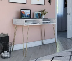 Novogratz Athena Faux Marble 2-Cubby Computer Desk -Chic Furniture Store 810618403 1