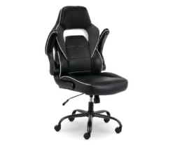White & Black Faux Leather Gaming Chair -Chic Furniture Store 810618952 A0 9