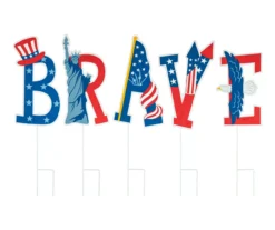"Brave" Patriotic Icons 5-Piece Yard Stake Set