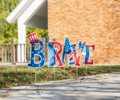 "Brave" Patriotic Icons 5-Piece Yard Stake Set -Chic Furniture Store 810649693 A0 2