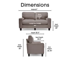 Palisades Glacial Gray Loveseat -Chic Furniture Store 810659224 A0 5