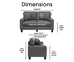 Palisades Dark Gray Loveseat 24 Palisades Dark Gray Loveseat -Chic Furniture Store 810659231 A0 5