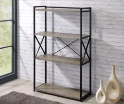 Corday Gray Wood 4-Shelf Open Bookcase -Chic Furniture Store 810680821 B0 2