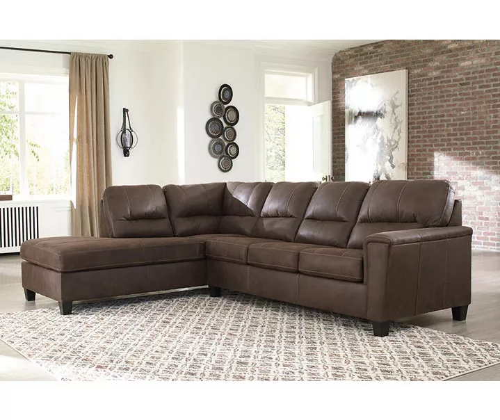 Signature Design By Ashley Navi Chestnut Faux Leather Sectional With Left-Facing Chaise 4 Signature Design By Ashley Navi Chestnut Faux Leather Sectional With Left-Facing Chaise - Image 2