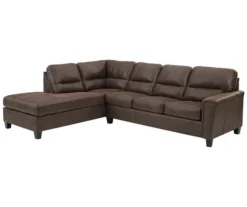 Signature Design By Ashley Navi Chestnut Faux Leather Sleeper Sectional With Left-Facing Chaise -Chic Furniture Store combo760016 1