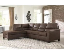 Signature Design By Ashley Navi Chestnut Faux Leather Sleeper Sectional With Left-Facing Chaise -Chic Furniture Store combo760016 2