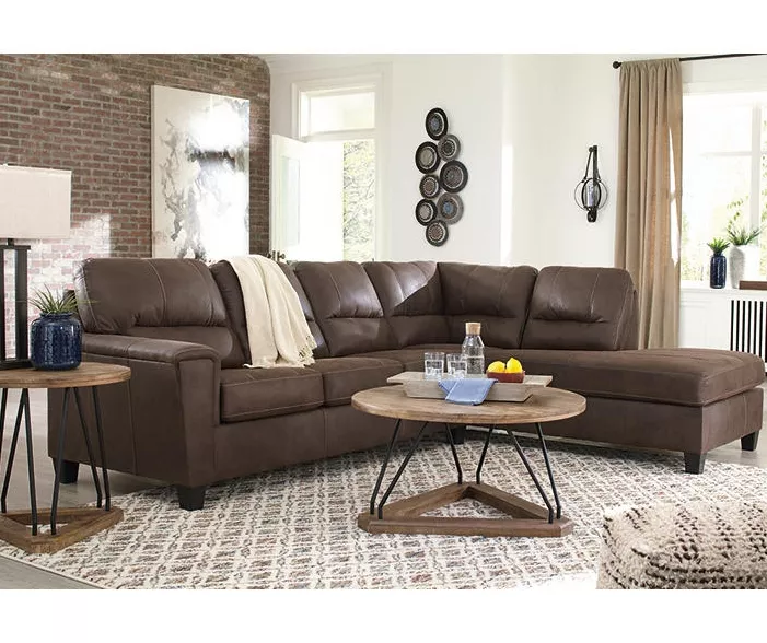 Signature Design By Ashley Navi Chestnut Faux Leather Sleeper Sectional With Right-Facing Chaise 7 Signature Design By Ashley Navi Chestnut Faux Leather Sleeper Sectional With Right-Facing Chaise - Image 5