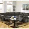Signature Design By Ashley Tambo Pewter Faux Leather Reclining Sectional -Chic Furniture Store combo800025