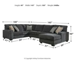 Signature Design By Ashley Tracling Gray 3-Piece Sectional -Chic Furniture Store combo910005 2